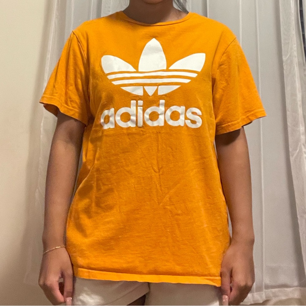 Adidas Orange Logo Tee - Size XL